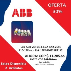 LED ABB VERDE 4-6mA KA2-2141 110-130Vac Ref: 1SFA616921R2142