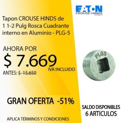 Tapon CROUSE HINDS de 1 1-2 Pulg Rosca Cuadrante interno en Aluminio - PLG-5
