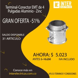 Terminal-Conector EMT de 4 Pulgadas Aluminio - Zinc