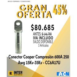 Conector Cooper Compresión 600A 250 Awg 15Kv-35Kv Ref: CC6A17U