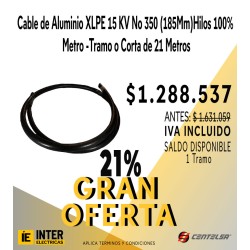 Cable de Aluminio XLPE 15 KV No 350 (185Mm)Hilos 100% Metro