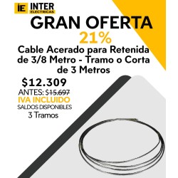Cable Acerado para Retenida de 3/8 Metro - Tramo o Corta de 3 Metros