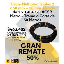 Cable Multiplex Triplex 2 x 50 mm + 50 mm Aislado de 2 x 1/0 + 1/0 ACSR Metro