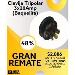 Clavija Tripolar 3x20Amp (Baquelita)